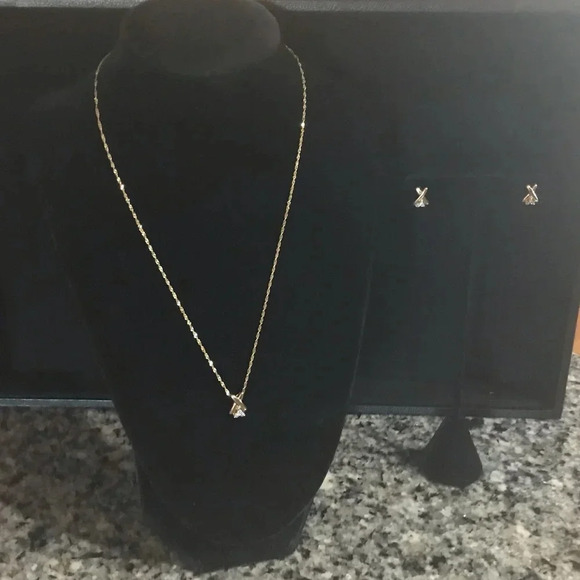 14K Gold & Diamond Necklace & Earrings - Picture 6 of 15